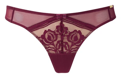 Трусики Gossard Encore 15606 стрінги зі стрейч мережива із сміливим дізайном XS Bordeaux (5050301471440)