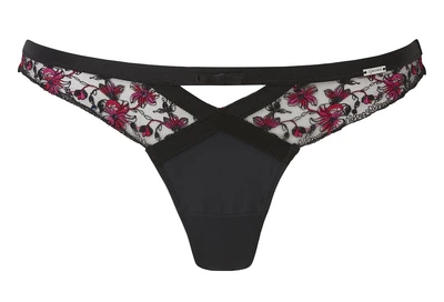 Трусики Gossard Satine 16406 стрінги спокусливі та гламурні завдяки вишивці S Black/Red (5053014755232)