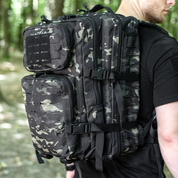 Тактический Военный рюкзак 36 л Черный Камуфляж Warrior Assault Laser Cut 36L с системой MOLLE Армейский Штурмовой + Тактические перчатки