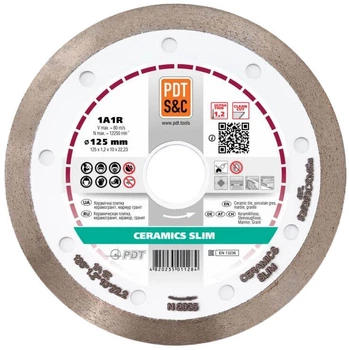 Алмазный диск PDT 1A1R Ceramics Slim 125x1,2x10x22,2 мм (820203CRMSu)