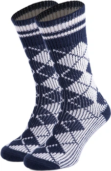 Набір 2 пари Чоловічі теплі вовняні шкарпетки CheshKit Diamond socks Синьо-білий, розмір 40-44