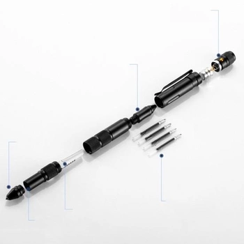 Ручка мультитул з ножем та ліхтариком RovTop багатофункціональна Чорні 0,5 мм