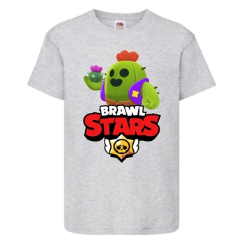 Футболка дитяча Бравл Старс Спайк (Brawl Stars Spike) сіра 128 см