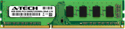 Оперативная память A-Tech 4GB DDR3-1333 (PC3-10600) DIMM 2Rx8 Replacement for KVR1333D3N9/4G
