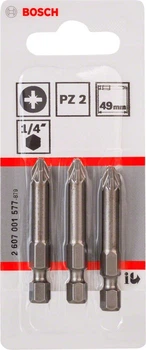 Біта Bosch Extra-Hard PZ2, 49 мм, 3 шт (2607001577)