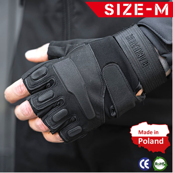 Тактичні Військові Рукавички Без Пальців Для Військових Чорні Tactical Gloves PRO Black M Безпалі Армійські Штурмові