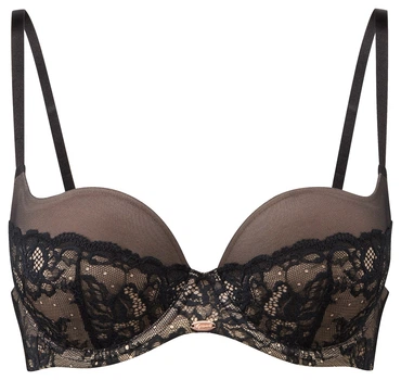 Бюстгальтер Gossard Super Smooth Glamour Lace 8825 мереживний балконет для спокусливого декольте 80C Black/Nude (5053014303334)