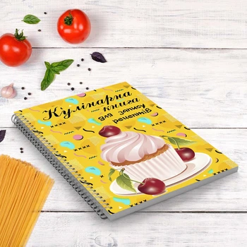 Кулинарная книга для записи рецептов желтая "Кекс" на спирали А3