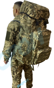 Рюкзак тактический 70 - 80 литров объем, военный тактичний рюкзак 70л - 80л, водоотталкивающий оксфорд, Bounce ar. BR-70-80L, цвет пиксель ВСУ