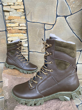 Берцы зимние ботинки тактические мужские, черевики тактичні чоловічі берці зимові, натуральна шкіра, размер 43, Bounce ar. TM-VN-1943, цвет коричневый