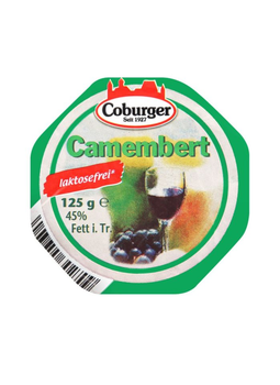 Сир камамбер Coburger Camembert м'який безлактозний 45% 125г