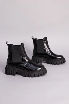 Женские зимние ботинки с резинкой Челси ShoesBand Черные натуральные кожаные налпак внутри полушерсть 37 (24 см) (S55881-3з)
