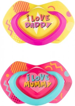 Пустушка Canpol babies силіконова симетрична 6-18 міс NEON LOVE 2 шт. - рожева 22/653_pin