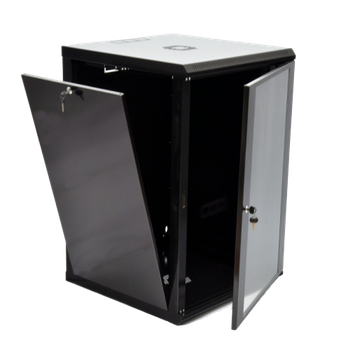 Шафа серверна настінна CMS 19" 18U 907х600х600мм (В*Ш*Г) розбірний чорний UA-MGSWL186B
