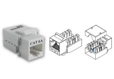 Модуль Premium LIne Keystone RJ-45 UTP сat.6A 90° узкий со шторкой Dual Type IDC белый 109111010