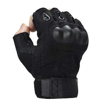 Перчатки тактические, (без пальцев, с кастеткой) защитные для военных M, Чорний