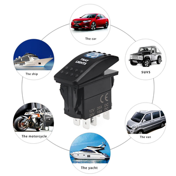 Переключатель 12-24 V для авто, грузовика, лодки с подсветкой Тип 4 Черный (sv1412)