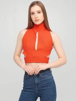 Топ однотонный кэжуал ASOS ASJ250719-21 S (66597S) Оранжевый