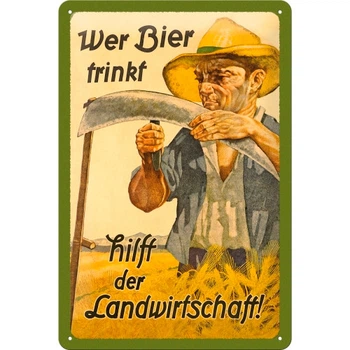 Табличка \"Wer Bier trinkt hilft der...\" Nostalgic Art (22198) 4008270