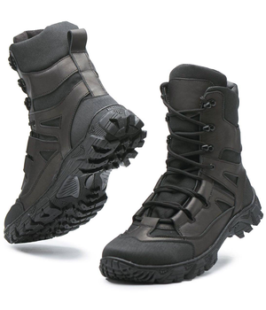 Берці демісезонні черевики тактичні чоловічі, туфлі тактичні чоловічі берці, натуральна шкіра та кордура, розмір 41, Bounce ar. SF-IF-1241, колір чорний