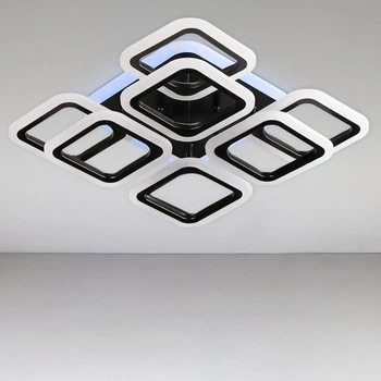 Потолочная люстра LED с диммером и RGB с подсветкой Light House SL-18185/4+4C BK+RGB 144W DIMMER 3000-6000 H120*L450*W450 черная