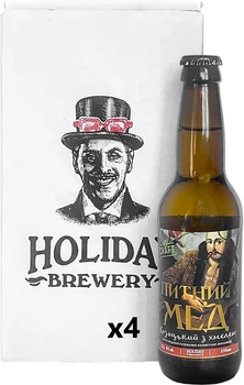 Упаковка Питьевого меда Holiday Brewery Казацкий с хмелем полусухой 6% 0.33 л х 4 шт (4820228660048)