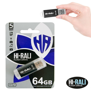 ЮСБ флешка 64 гб для компьютера "Hi-Rali - Rocket series" Черная, флеш память usb - флэш накопитель (1009401-Black)