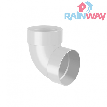 Коліно (відведення) труби двомуфтове 87° RAINWAY 90 система Біле