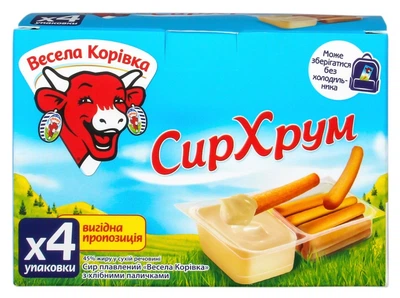 Сир плавлений хрум з хлібними паличками сімейна упаковка 45% Весела Корівка 140гр