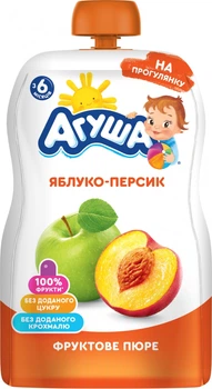 Пюре фруктове Агуша яблуко-персик 90г