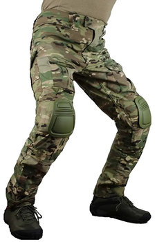 Тактические боевые военные штаны ВСУ мультикам с несколькими карманами, камуфляжные с наколенниками, Multicam р.L