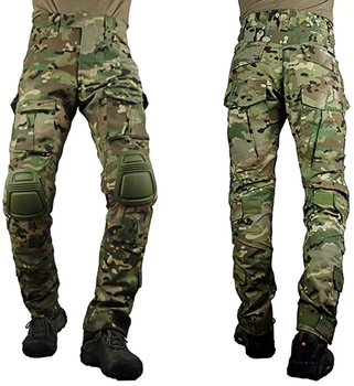 Тактические боевые военные штаны ВСУ мультикам с несколькими карманами, камуфляжные с наколенниками, Multicam р.M