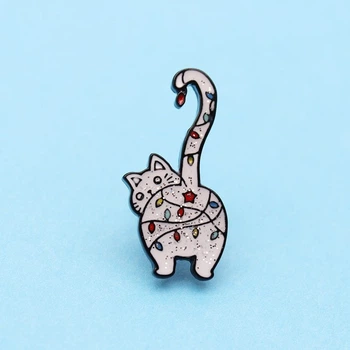 Значок, пин, FunnyPins, Рождественский котик.