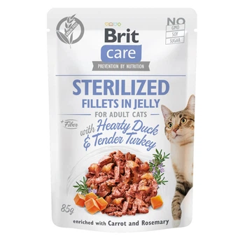 Влажный корм для кошек Brit Care Cat pouch для стерилизованных 85 г (утка и индейка в желе) (8595602540549)