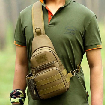 Тактическая сумка через плечо с местом для шеврона (бежевая)
