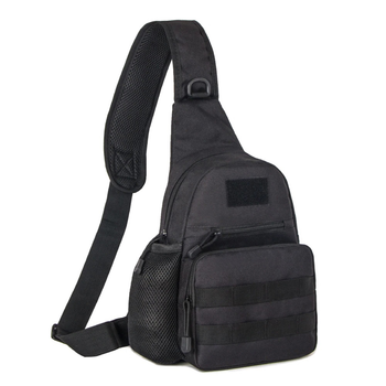 Тактическая сумка через плечо с местом для шеврона (черная)