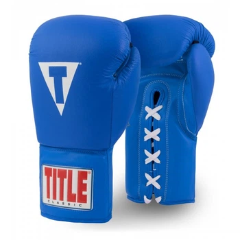 Боксерские перчатки TITLE Classic Originals Leather Training Gloves Lace 2.0 (18oz) Синие