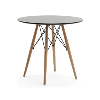 Стол обеденный для гостиной, кухни, столовой Этна MDF D=80 cm Mix Mebli МДФ/дерево/металл цвет серый/натуральный/черный