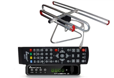 Комплект Т2-телевидения: тюнер DVB-T2 с функциями медиаплеера и IPTV/WebTV-плеера Eurosky ES-16+ антенна для Т2 комнатная Улучшенная