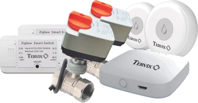 Система защиты от потопа для умного дома Tervix ZigBee Water Stop Premium на 2 трубы 1" (4922623)