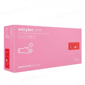 Перчатки нитриловые Mercator Medical nitrylex (100 шт), размер L, розовые