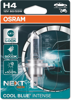 Лампа галогенова OSRAM 12V H4 60/55W P43T COOL BLUE INTENSE NEXT GEN +100% до 5000K блістер 1 шт. (64193CBN01B)