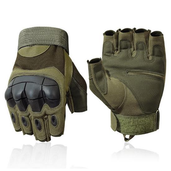 Военные перчатки без пальцев с защитой костяшек ReFire Gear L хаки