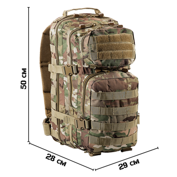 Тактичний Військовий рюкзак на 36 л Мультікам Камуфляж для Воєнних M-TAC Large Assault Pack 36L Multicam з системою MOLLE Армійський Штурмовий
