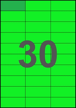 70×29,7мм ЗЕЛЕНАЯ Самоклеящаяся бумага А4, 30 Этикеток на листе, Упаковка 100 листов