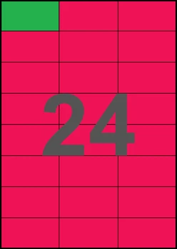 70×37,12мм МАЛИНОВАЯ Самоклеящаяся бумага А4, 24 Этикетки на листе, Упаковка 100 листов