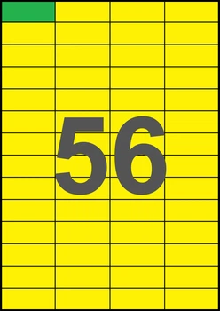 52,5×21,2мм ЖЕЛТАЯ Самоклеящаяся бумага А4, 56 Этикеток на листе, Упаковка 100 листов
