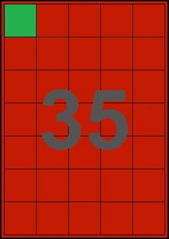 40×41мм КРАСНАЯ Самоклеящаяся бумага А4, 35 Этикеток на листе, Упаковка 100 листов
