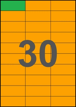 70×29,7мм ОРАНЖЕВАЯ Самоклеящаяся бумага А4, 30 Этикеток на листе, Упаковка 100 листов