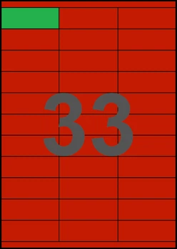 70×25,4мм КРАСНАЯ Самоклеящаяся бумага А4, 33 Этикетки на листе, Упаковка 100 листов